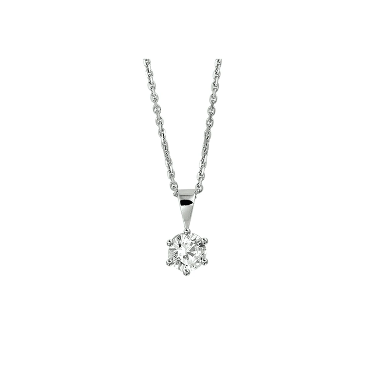 collier zirkonia 41 + 4 cm zilver gerhodineerd