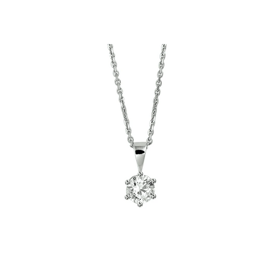 collier zirkonia 41 + 4 cm zilver gerhodineerd