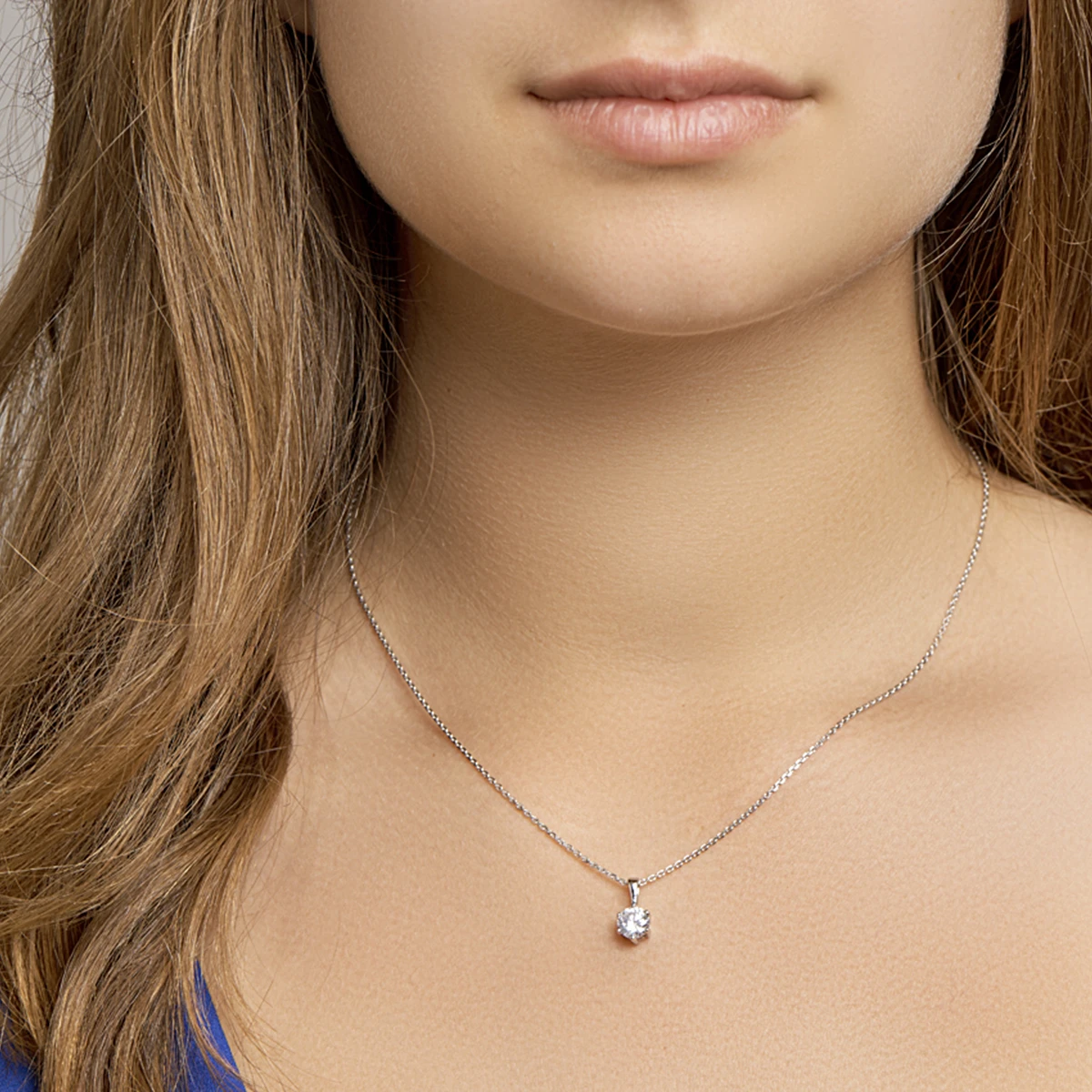 collier zirkonia 41 + 4 cm zilver gerhodineerd
