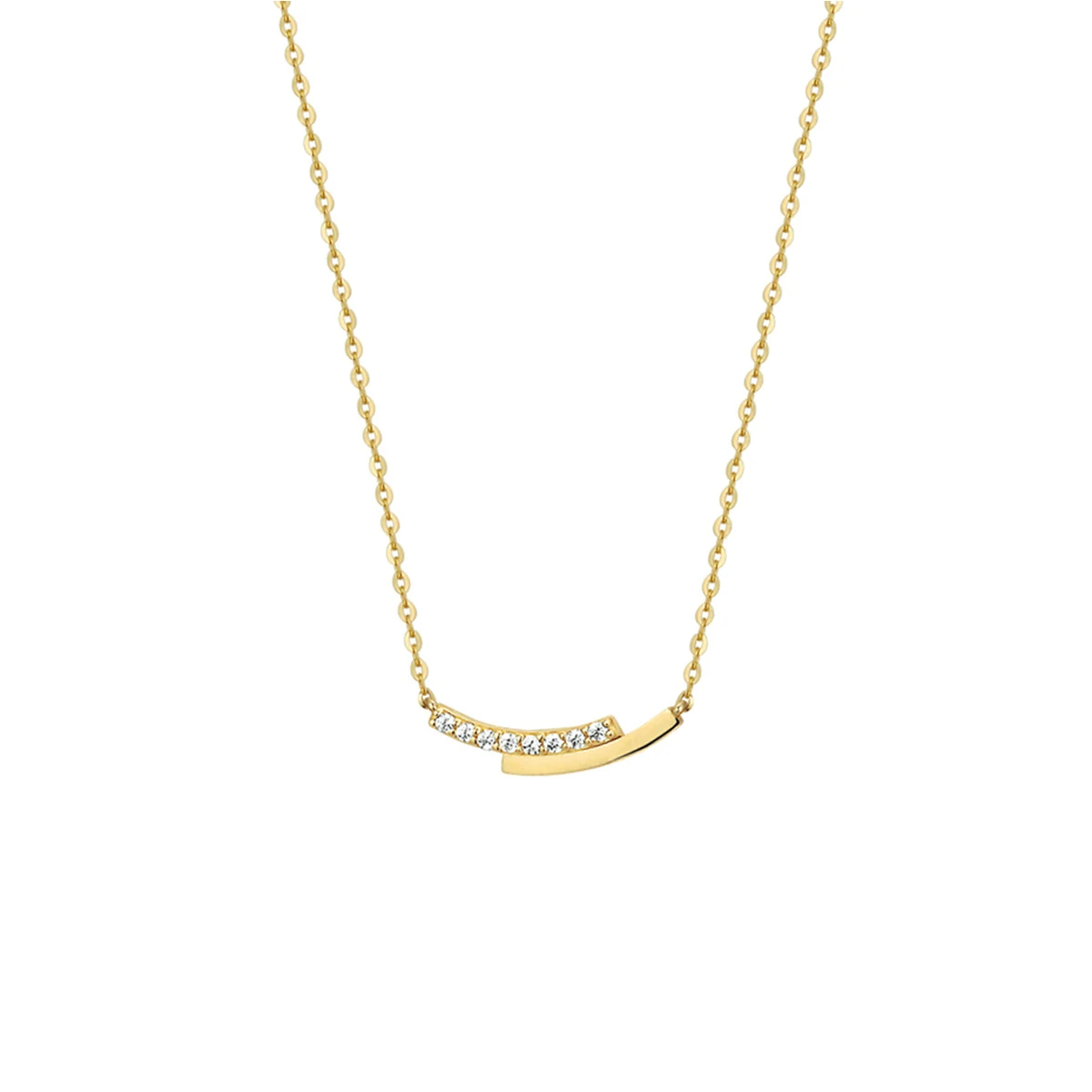collier zirkonia 41 - 43 - 45 cm 14K bicolor goud geel/wit