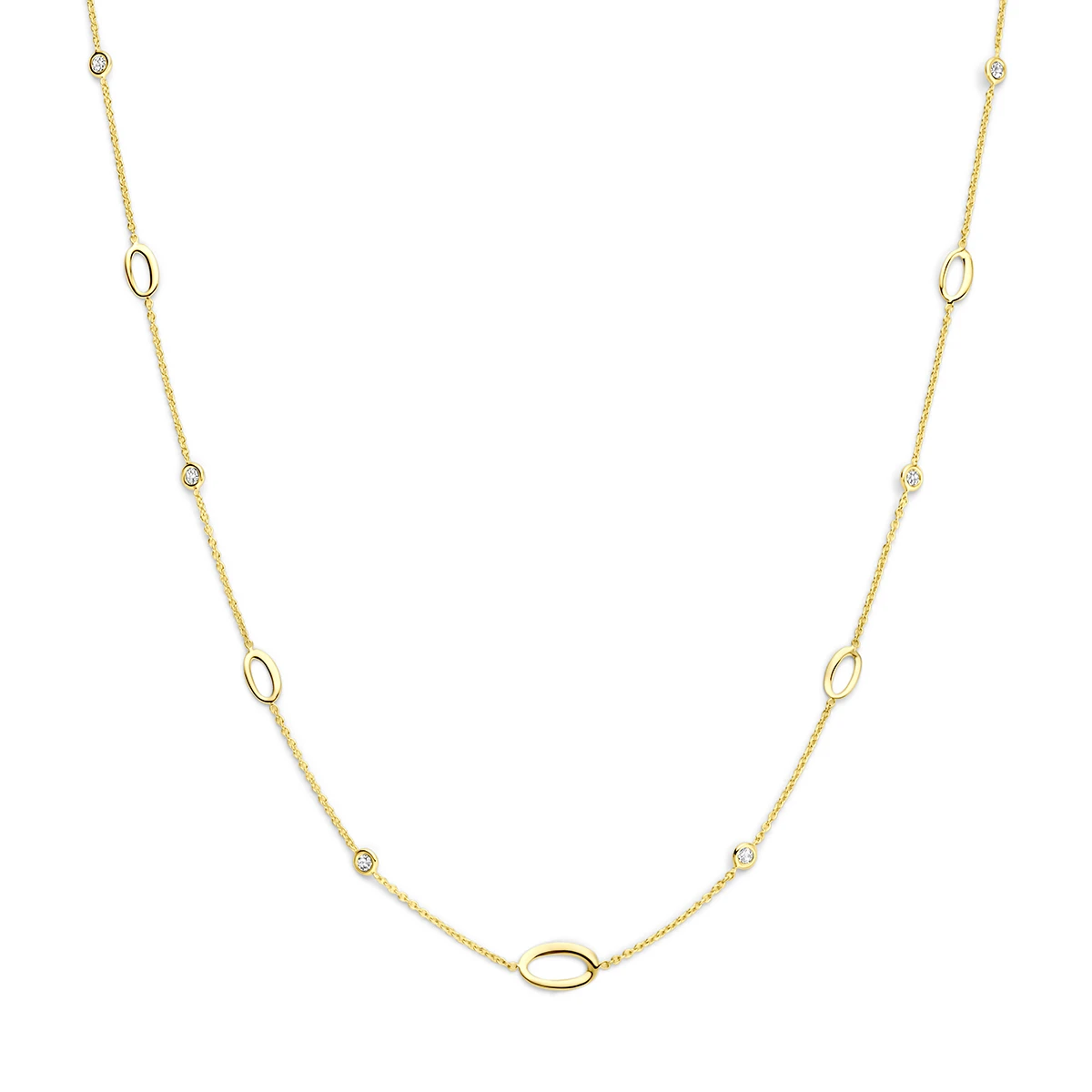 collier zirkonia 41 - 43 - 45 cm 14K geelgoud