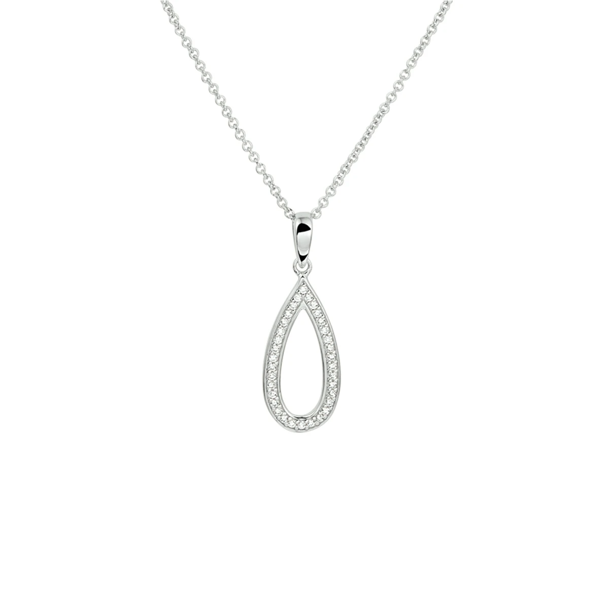 collier zirkonia 42 + 3 cm zilver gerhodineerd