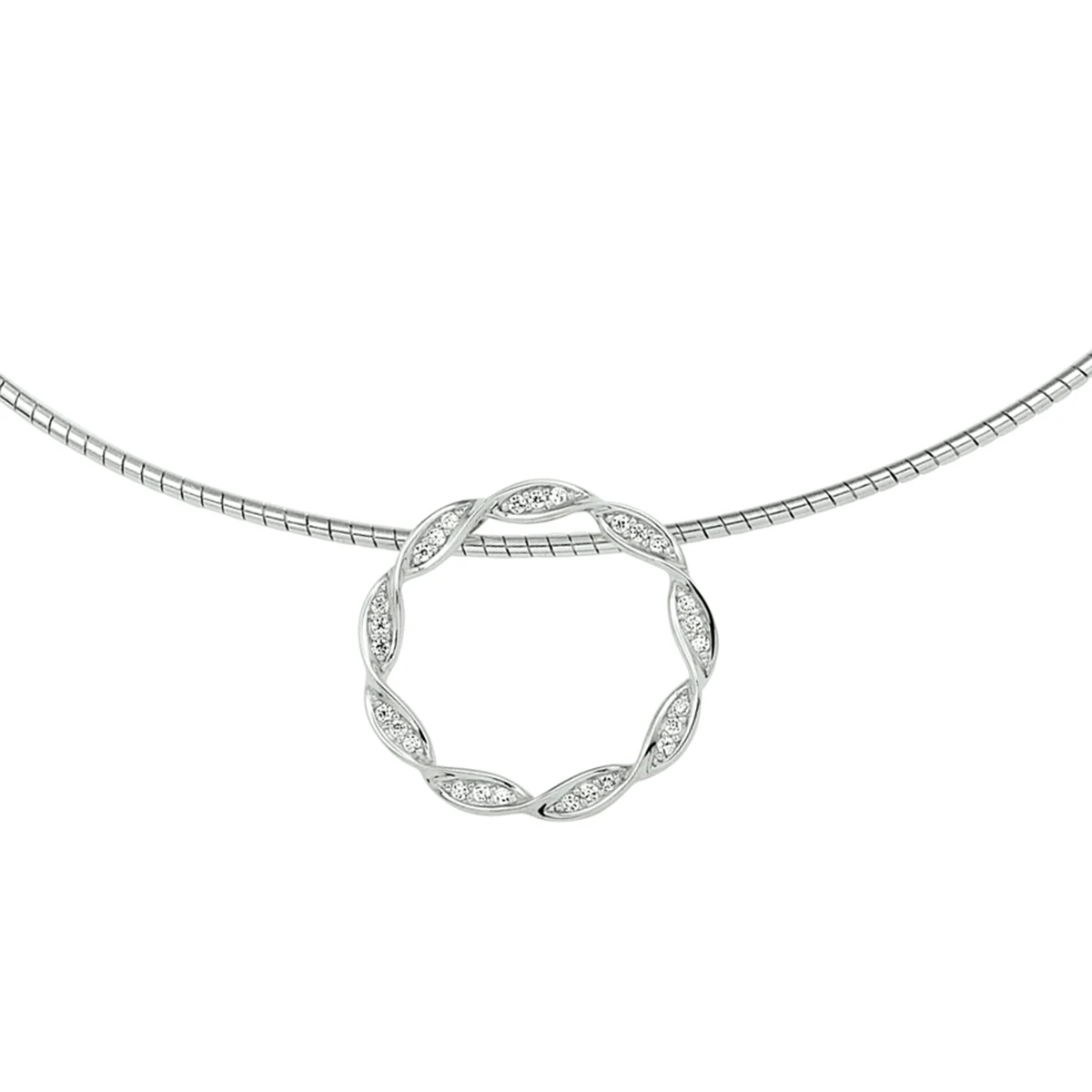 collier zirkonia 42 + 3 cm zilver gerhodineerd