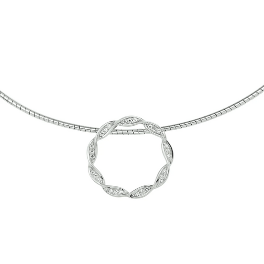 collier zirkonia 42 + 3 cm zilver gerhodineerd