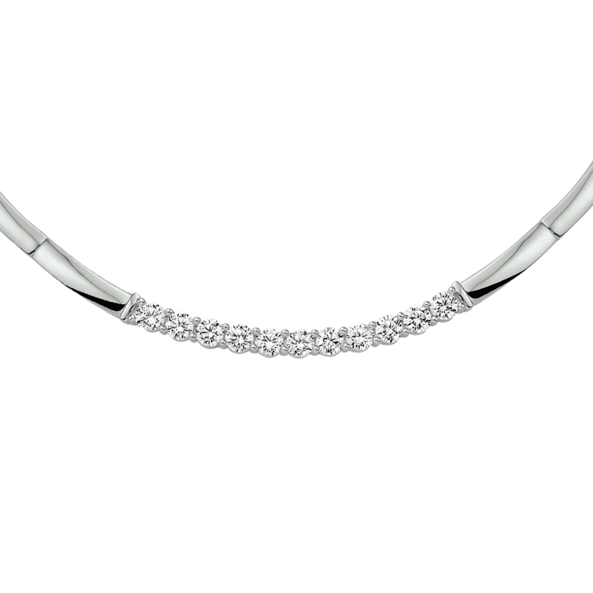 collier zirkonia 42 + 3 cm zilver gerhodineerd