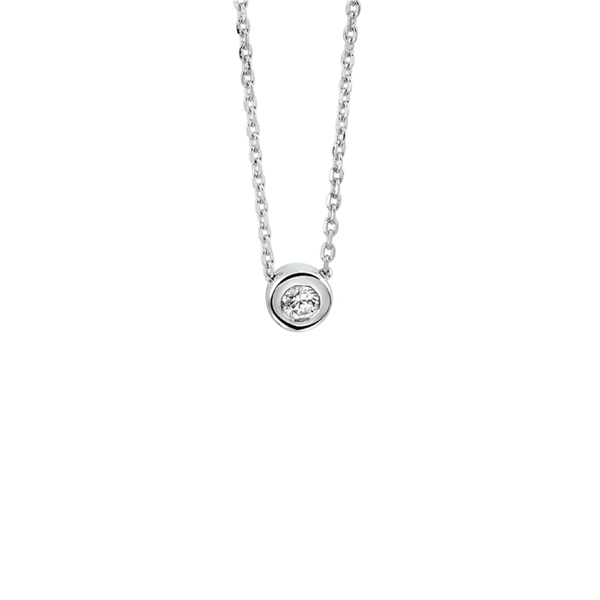 collier zirkonia 42 + 3 cm zilver gerhodineerd
