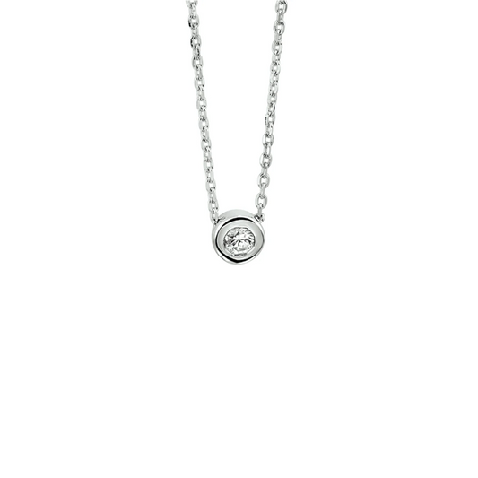 collier zirkonia 42 + 3 cm zilver gerhodineerd