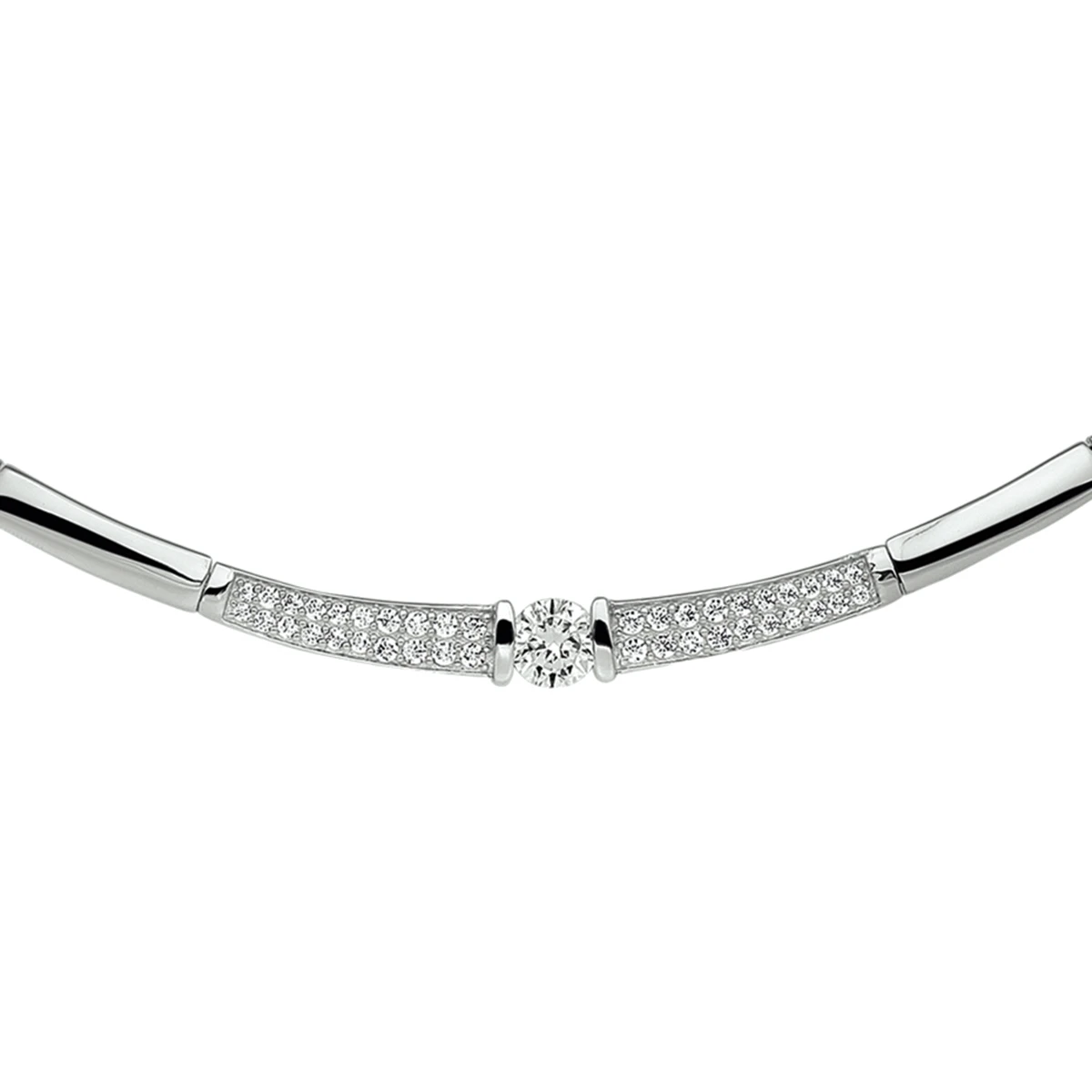 collier zirkonia 42 + 3 cm zilver gerhodineerd