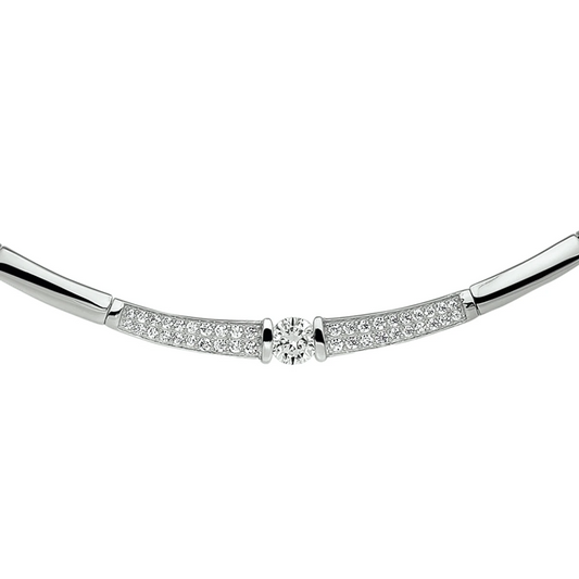 collier zirkonia 42 + 3 cm zilver gerhodineerd