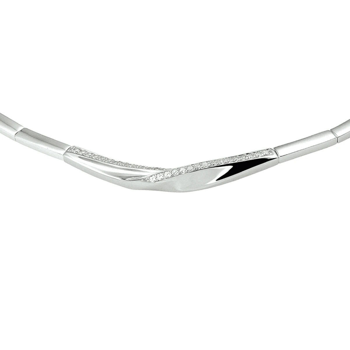 collier zirkonia 43 + 3 cm zilver gerhodineerd