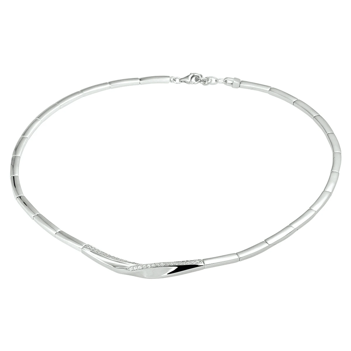 collier zirkonia 43 + 3 cm zilver gerhodineerd