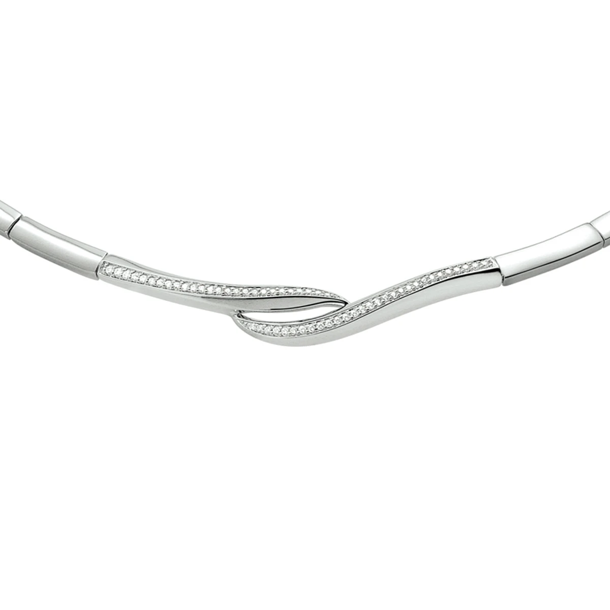 collier zirkonia 43 + 3 cm zilver gerhodineerd