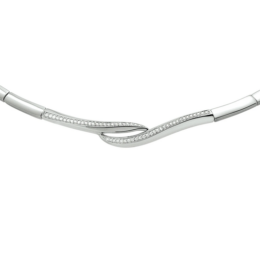 collier zirkonia 43 + 3 cm zilver gerhodineerd
