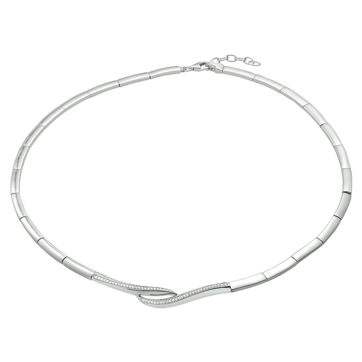 collier zirkonia 43 + 3 cm zilver gerhodineerd