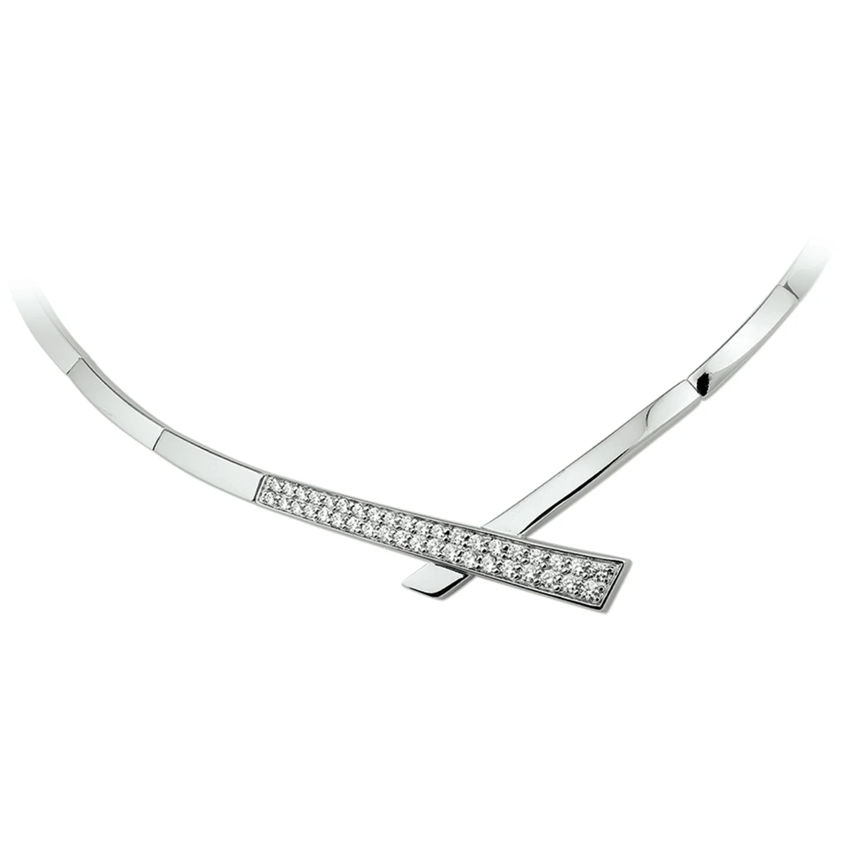 collier zirkonia 43 + 3 cm zilver gerhodineerd