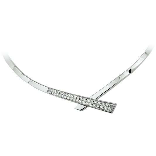 collier zirkonia 43 + 3 cm zilver gerhodineerd