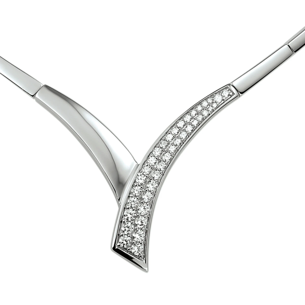 collier zirkonia 43 + 4 cm zilver gerhodineerd