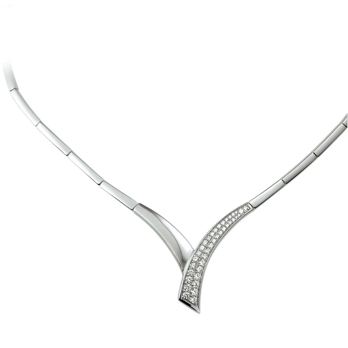 collier zirkonia 43 + 4 cm zilver gerhodineerd