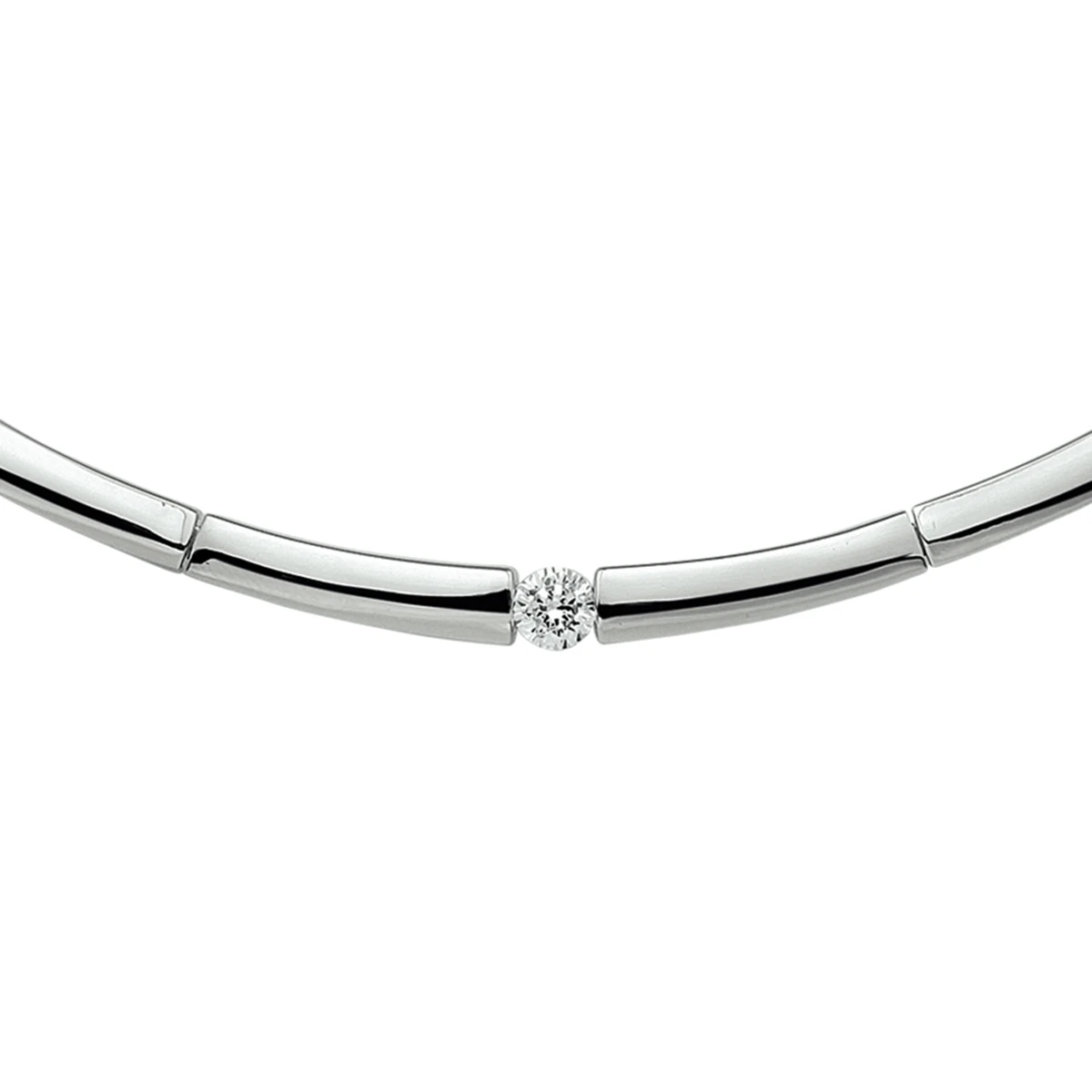 collier zirkonia 5,0 mm 50 cm zilver gerhodineerd