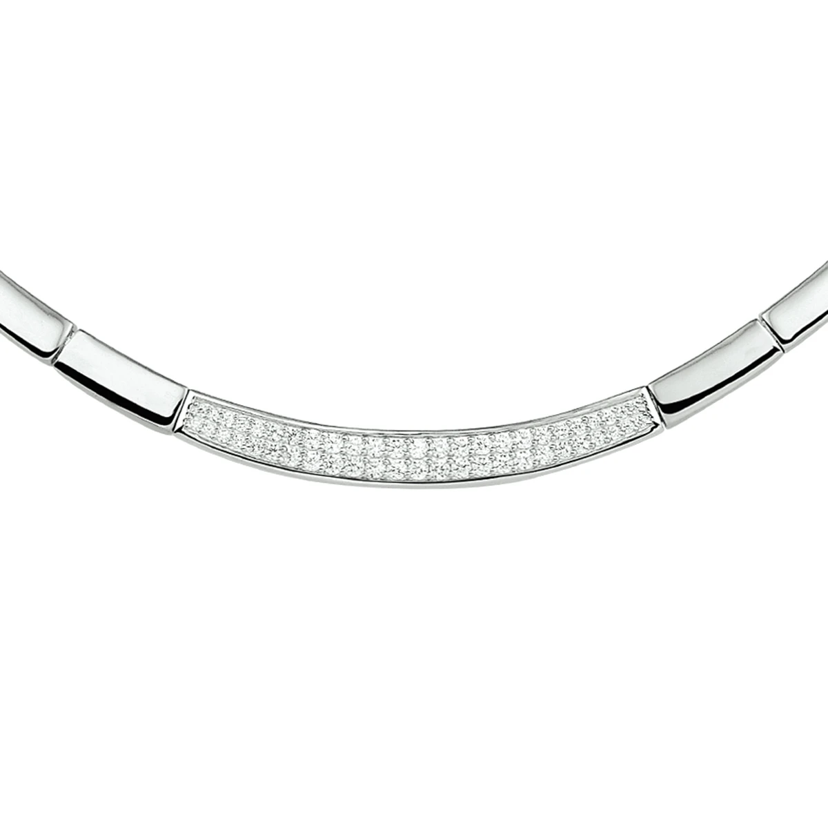 collier zirkonia 6,5 mm 43 + 3 cm zilver gerhodineerd