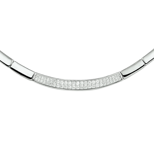 collier zirkonia 6,5 mm 43 + 3 cm zilver gerhodineerd