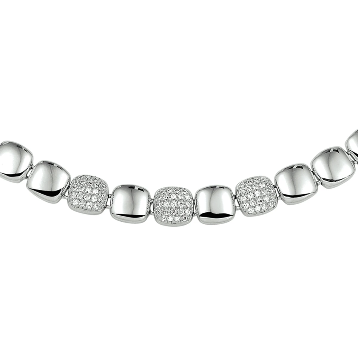 collier zirkonia 8,3 mm 42 + 3 cm zilver gerhodineerd