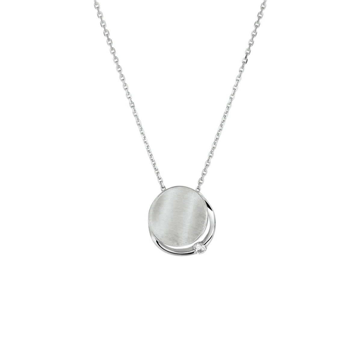 collier zirkonia poli/mat 41 + 4 cm zilver gerhodineerd