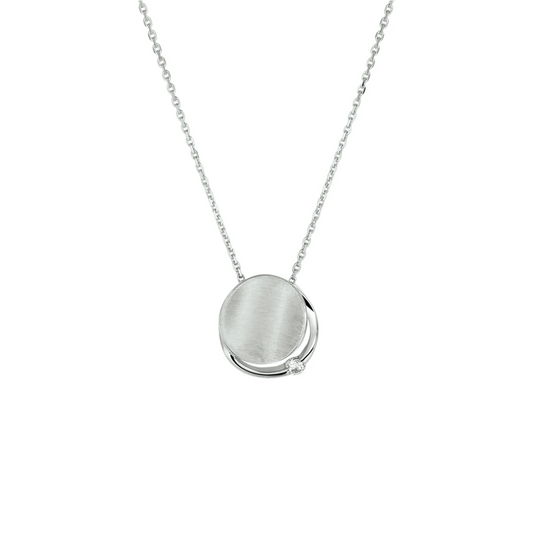 collier zirkonia poli/mat 41 + 4 cm zilver gerhodineerd