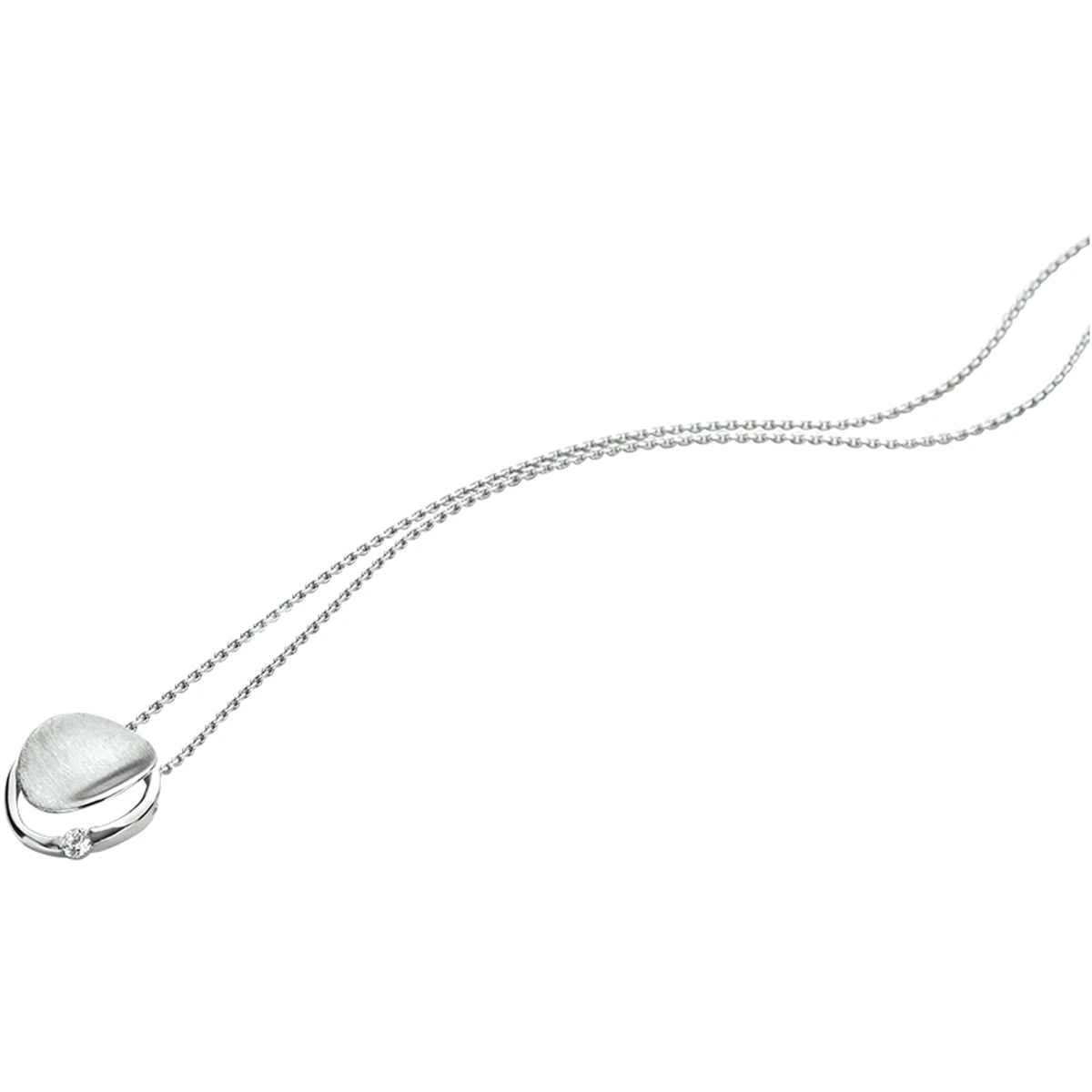 collier zirkonia poli/mat 41 + 4 cm zilver gerhodineerd