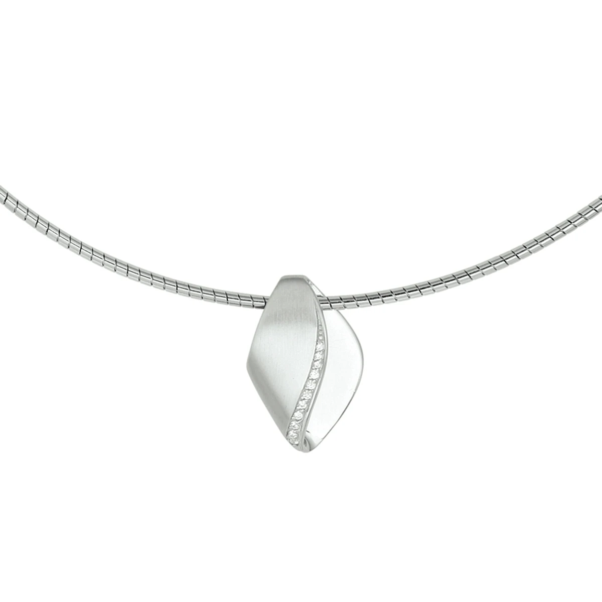 collier zirkonia poli/mat 42 + 3 cm zilver gerhodineerd