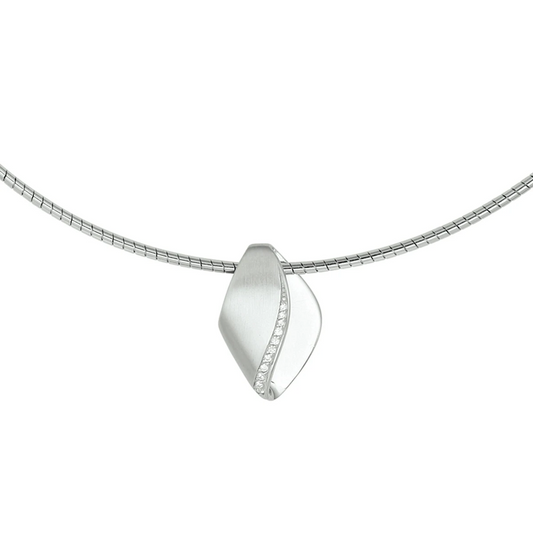 collier zirkonia poli/mat 42 + 3 cm zilver gerhodineerd