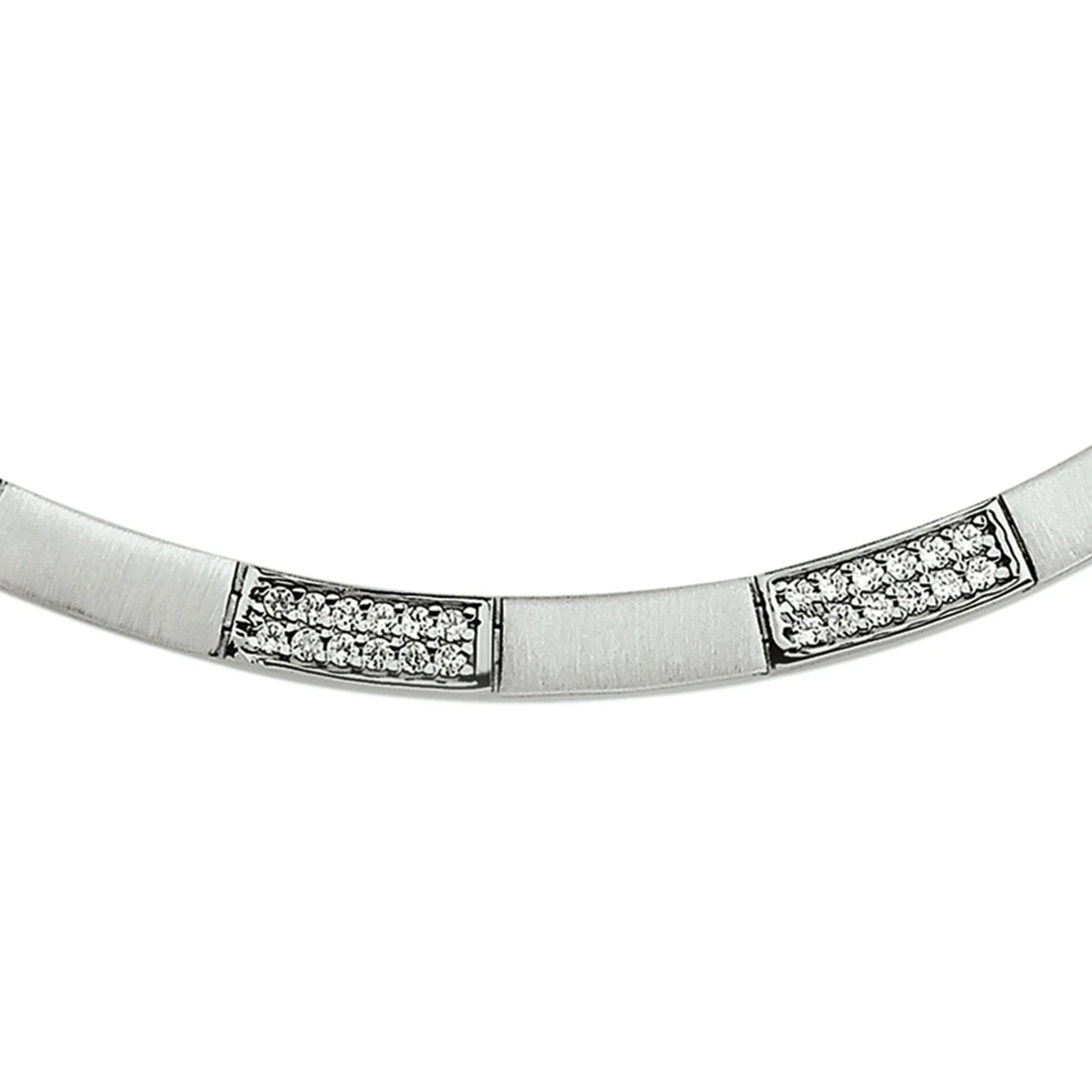 collier zirkonia poli/mat 5,5 mm 43 cm zilver gerhodineerd