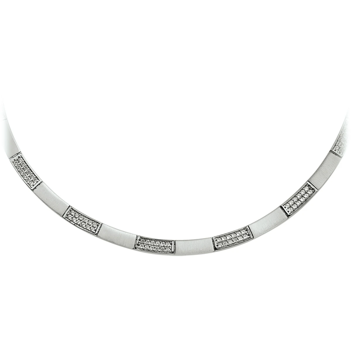 collier zirkonia poli/mat 5,5 mm 43 cm zilver gerhodineerd