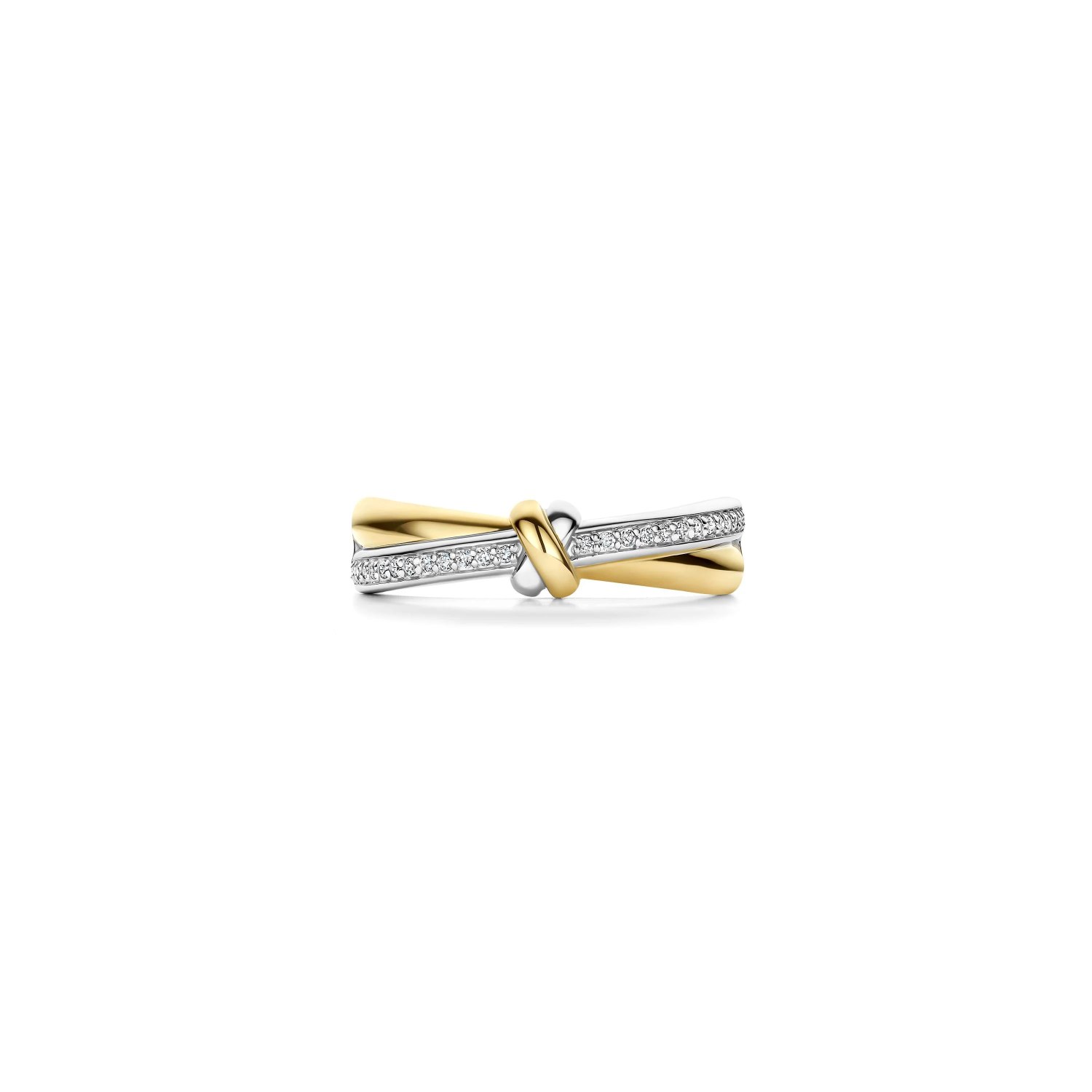 Contrast Knot Twisted Zirkonia Ring