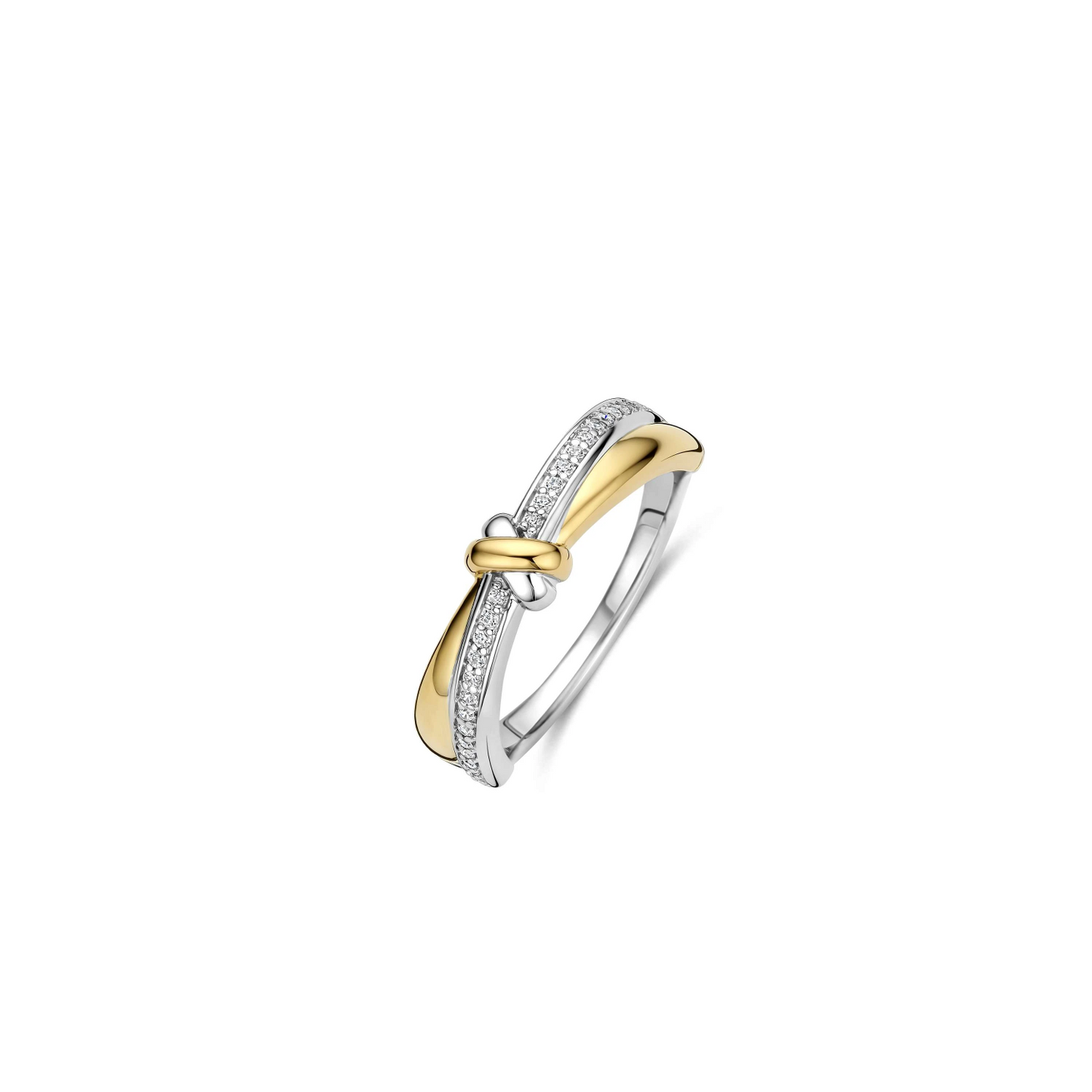Contrast Knot Twisted Zirkonia Ring
