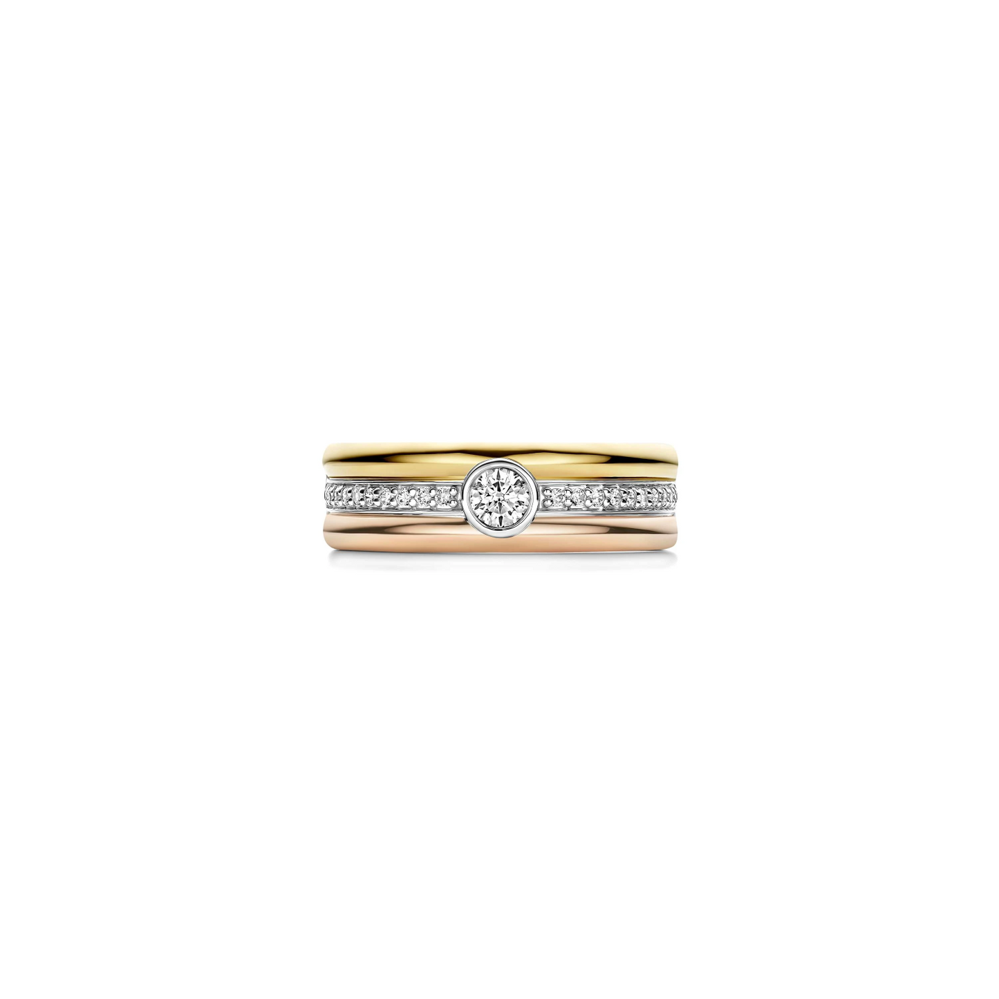 Contrast Tricolor Zirkonia Ring