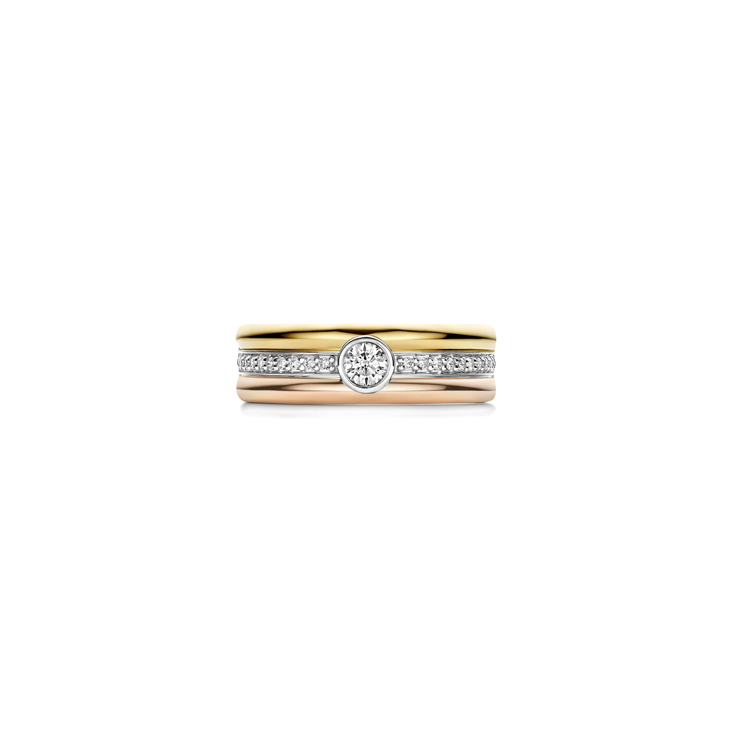 Contrast Tricolor Zirkonia Ring