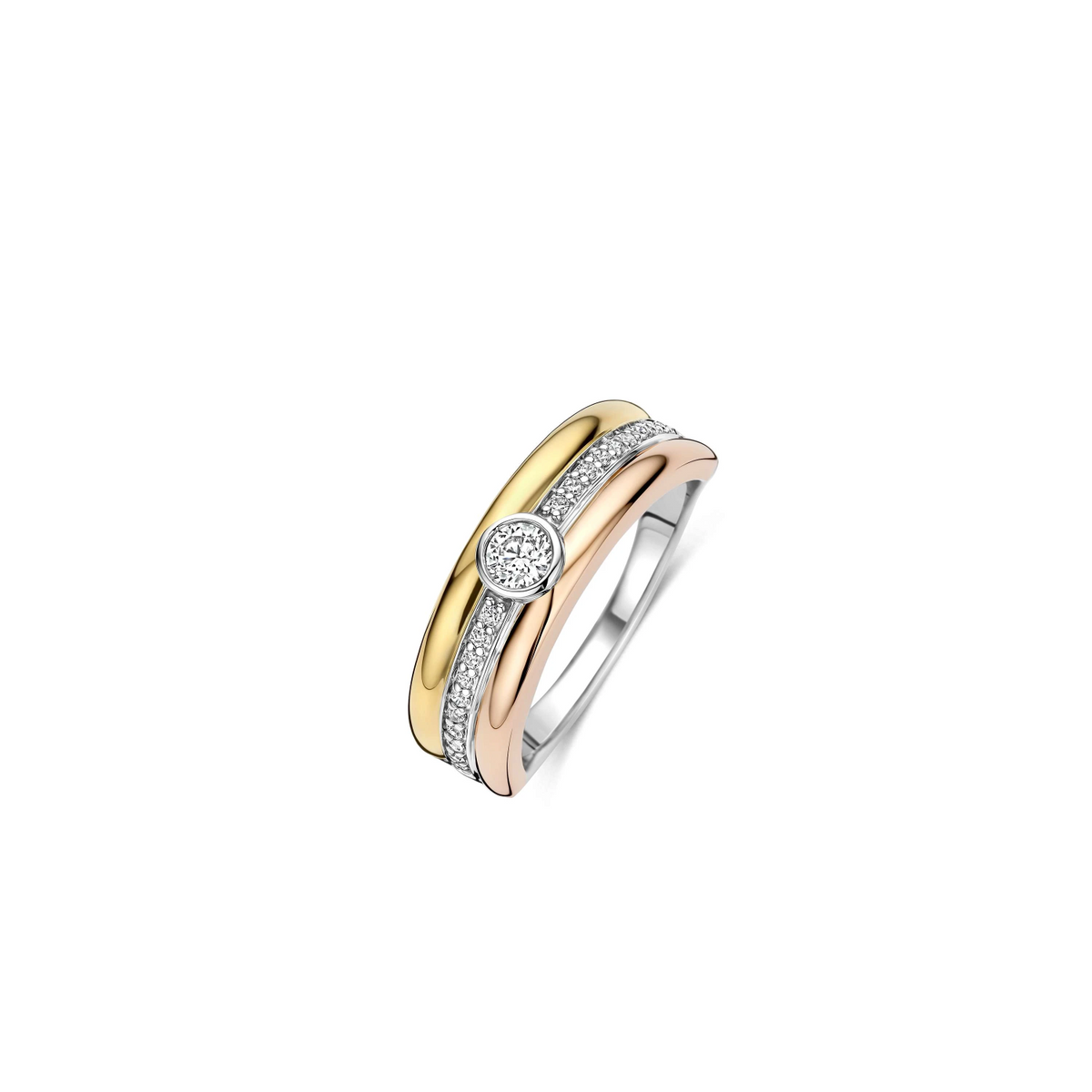 Contrast Tricolor Zirkonia Ring