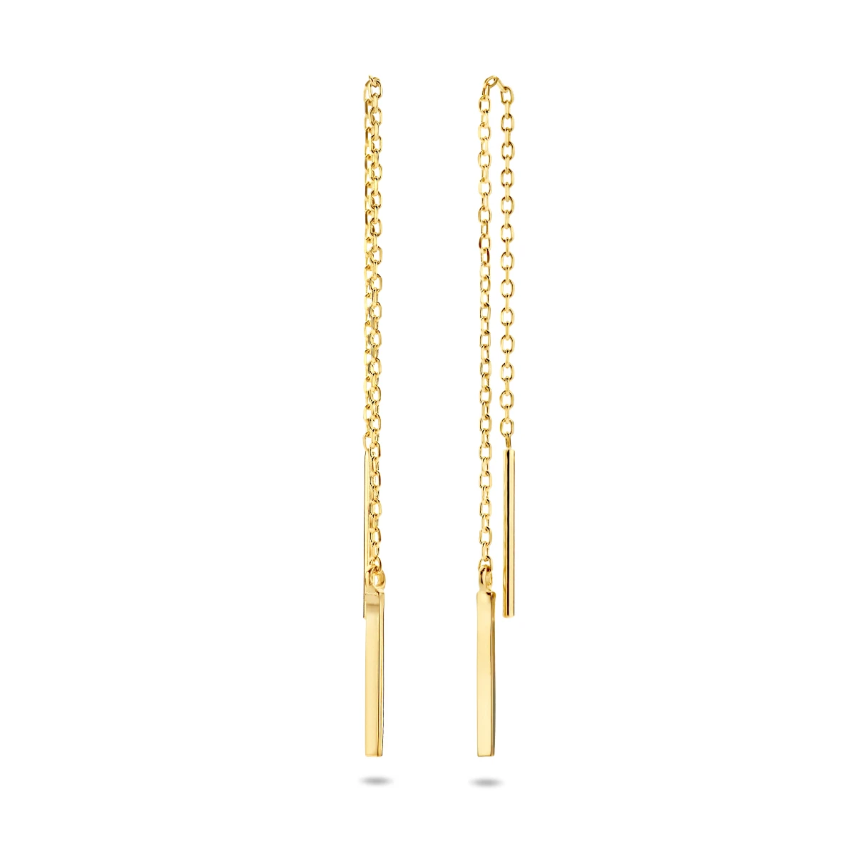 doortrekoorbellen balkje 70 mm 14K geelgoud