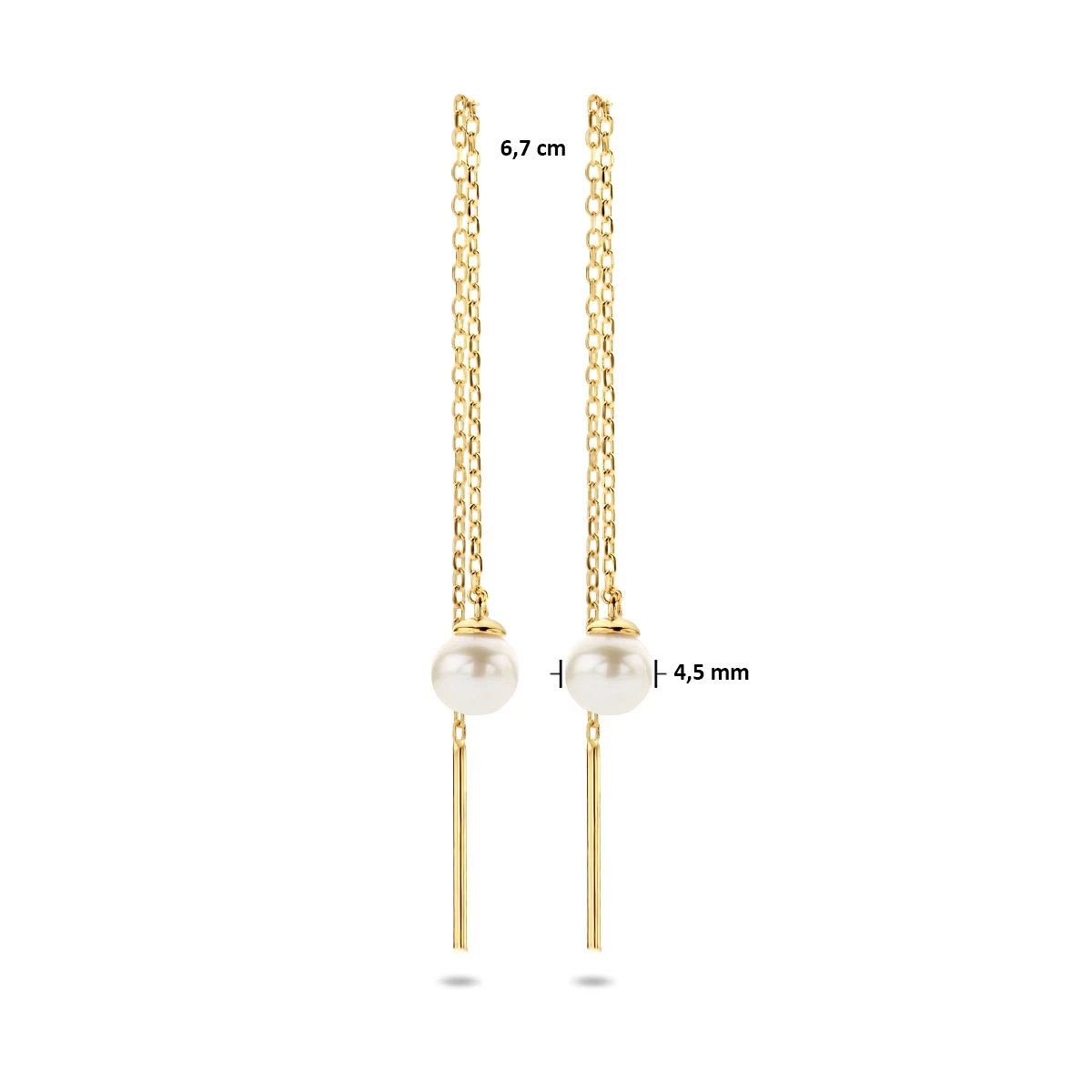 doortrekoorbellen parel 67 mm 14K geelgoud