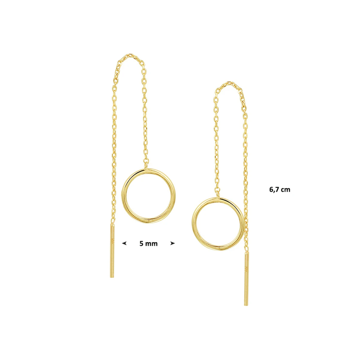 doortrekoorbellen ring 14K geelgoud