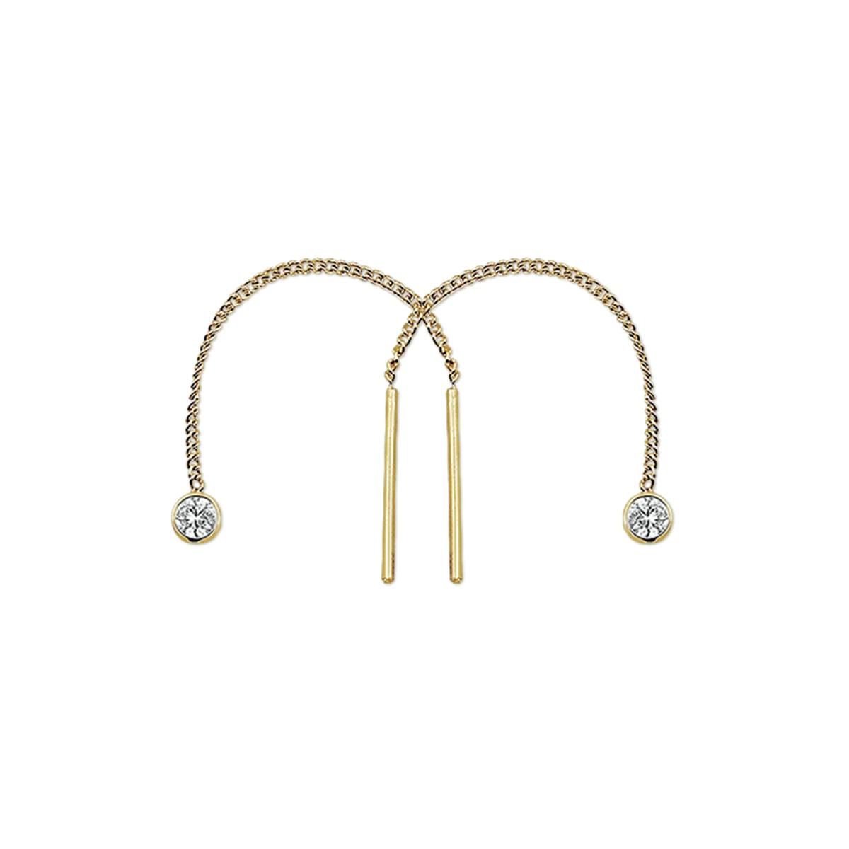 doortrekoorbellen zirkonia 14K geelgoud