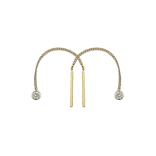 doortrekoorbellen zirkonia 14K geelgoud