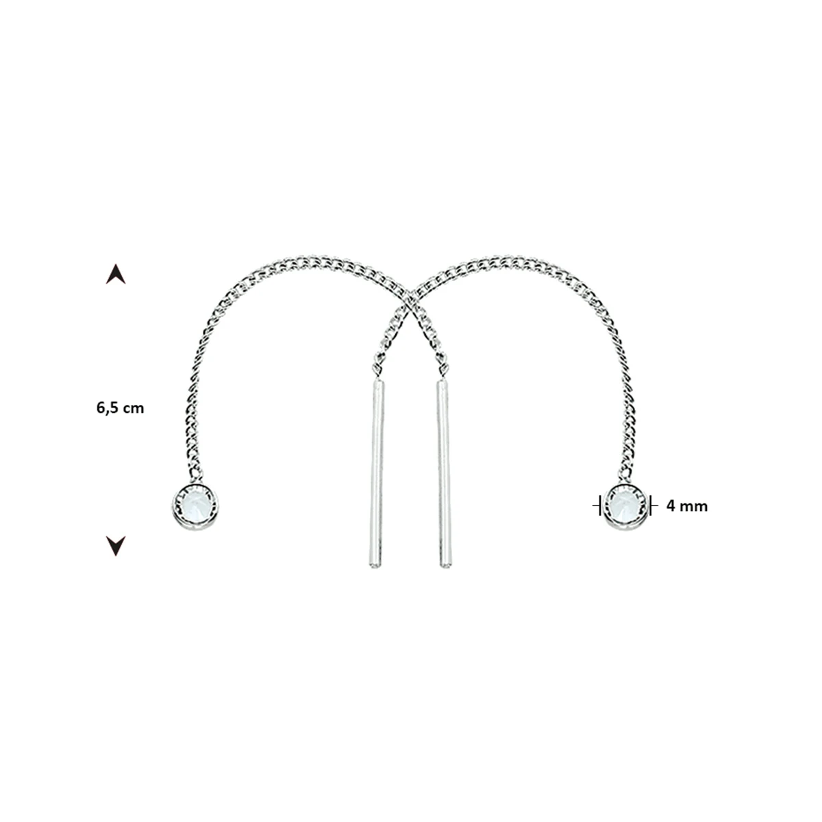 doortrekoorbellen zirkonia 65 mm zilver wit