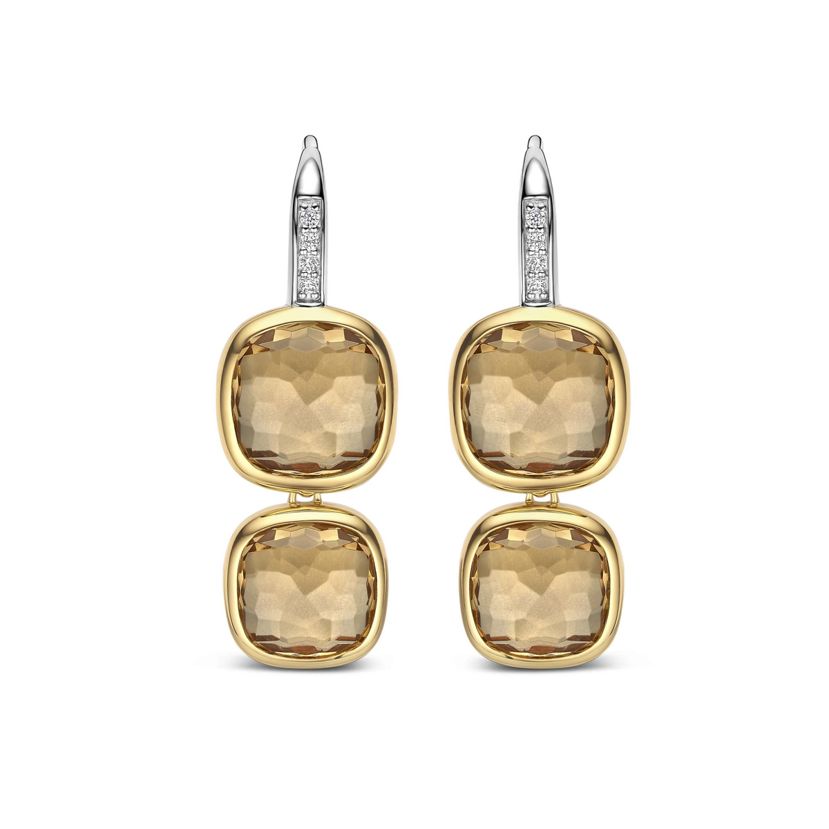 Double Cushion Oorbellen Geel
