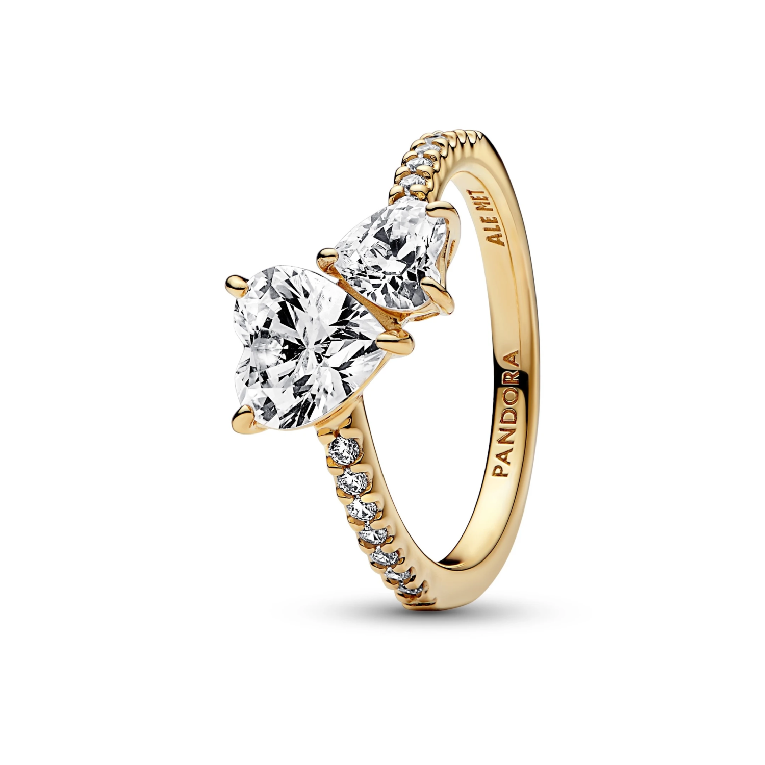 Dubbel hart sprankelende ring