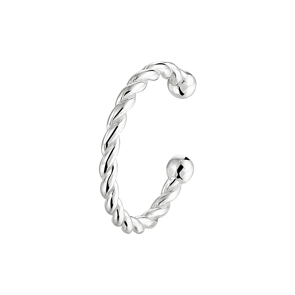 earcuff gedraaid 13 mm zilver gerhodineerd