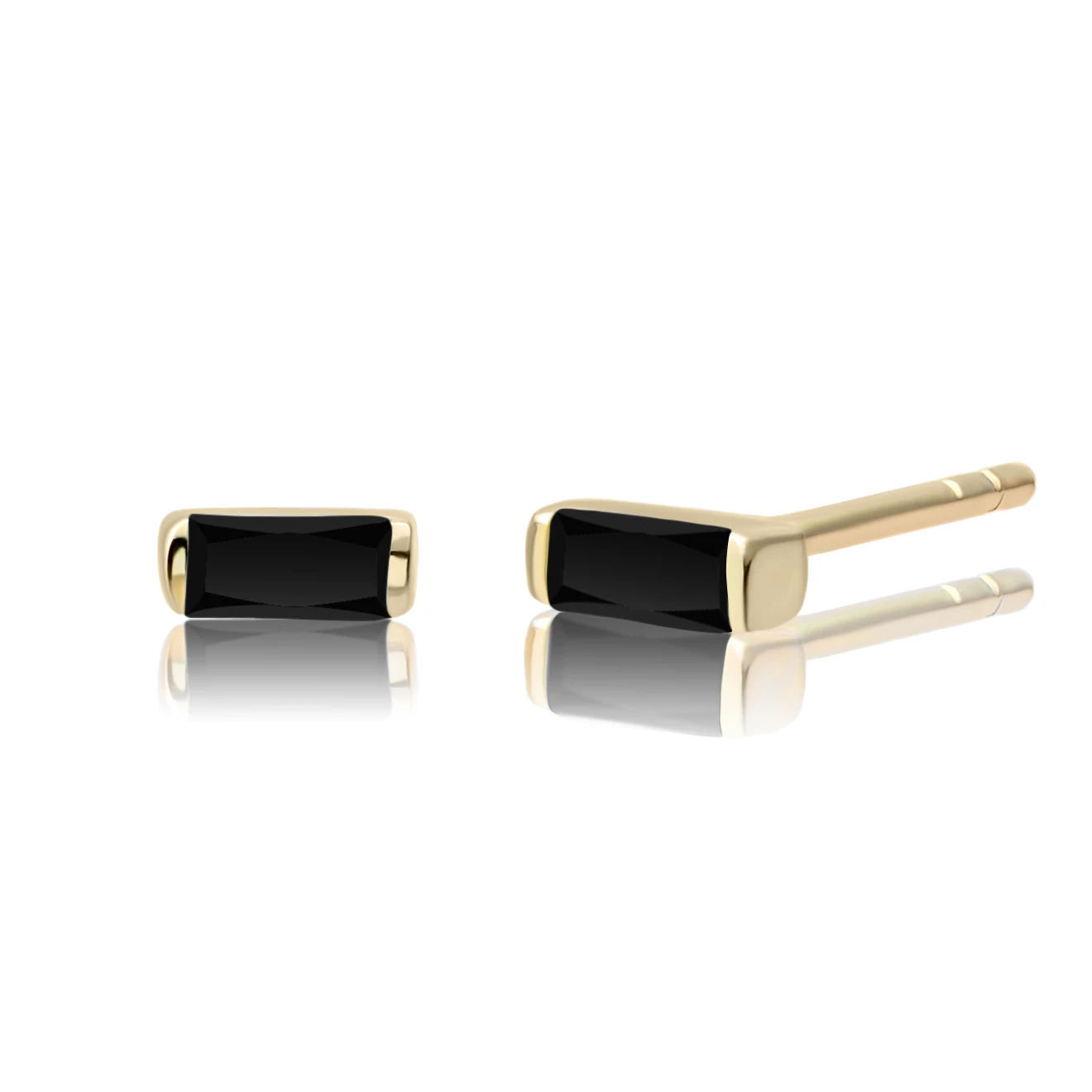 Earrings | Baguette Studs Gold - Black CZ