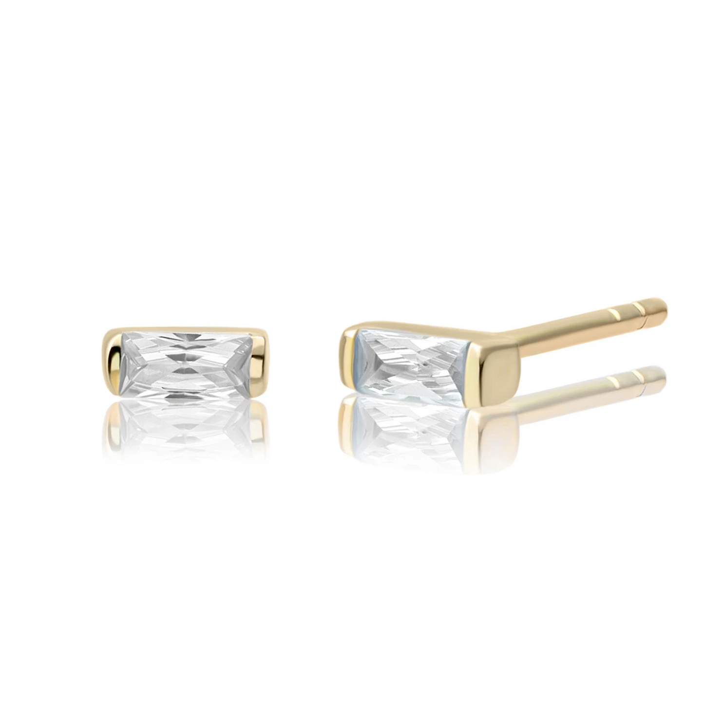 Earrings | Baguette Studs Gold - CZ