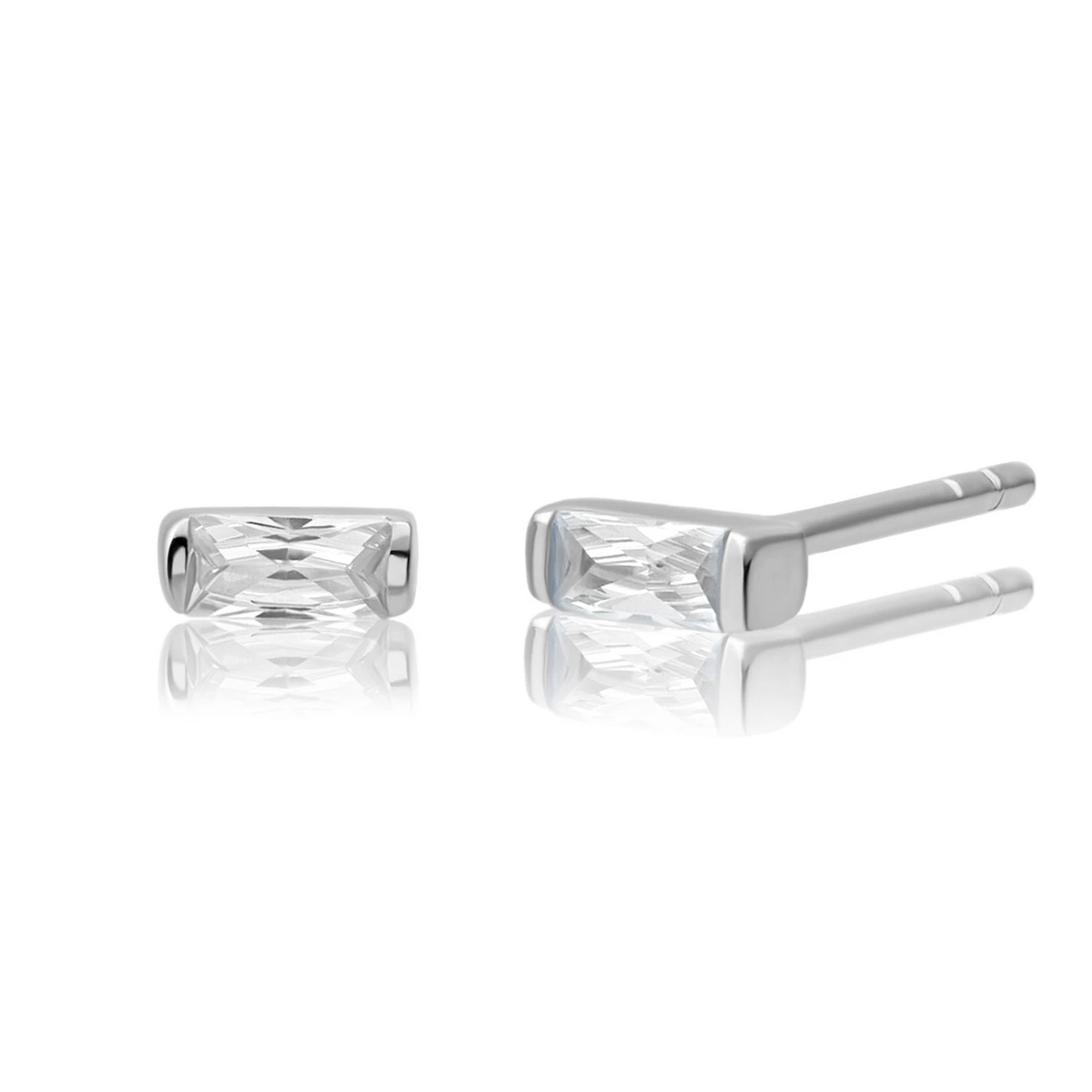 Earrings | Baguette Studs Silver - CZ